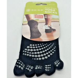 NEW GAIAM Yoga Socks Black gray Super Grippy No Slip Size: S/M